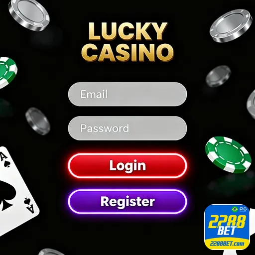 Tela de login de cassino online com jogador usando dispositivo móvel